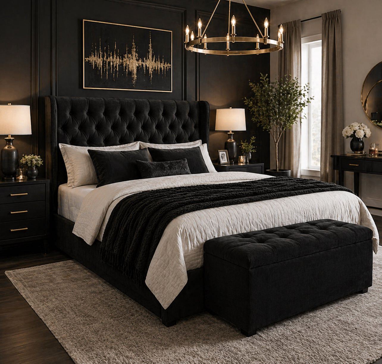 The Hilton Bed Soft Matte Charcoal