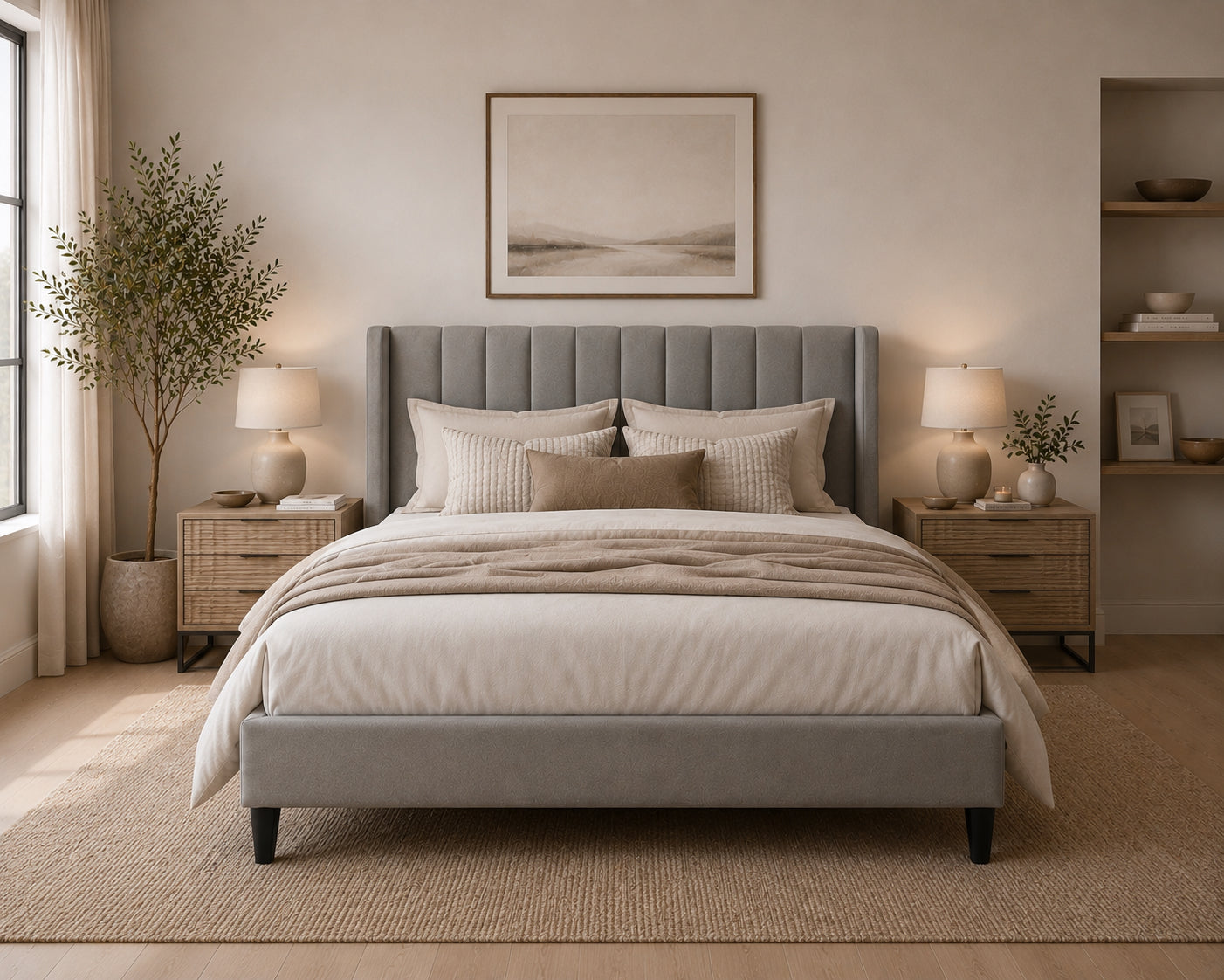 Josie Plush Platform Bed Soft Matte Charcoal