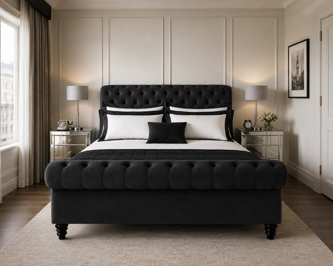 Chesterfield Sleigh Bed