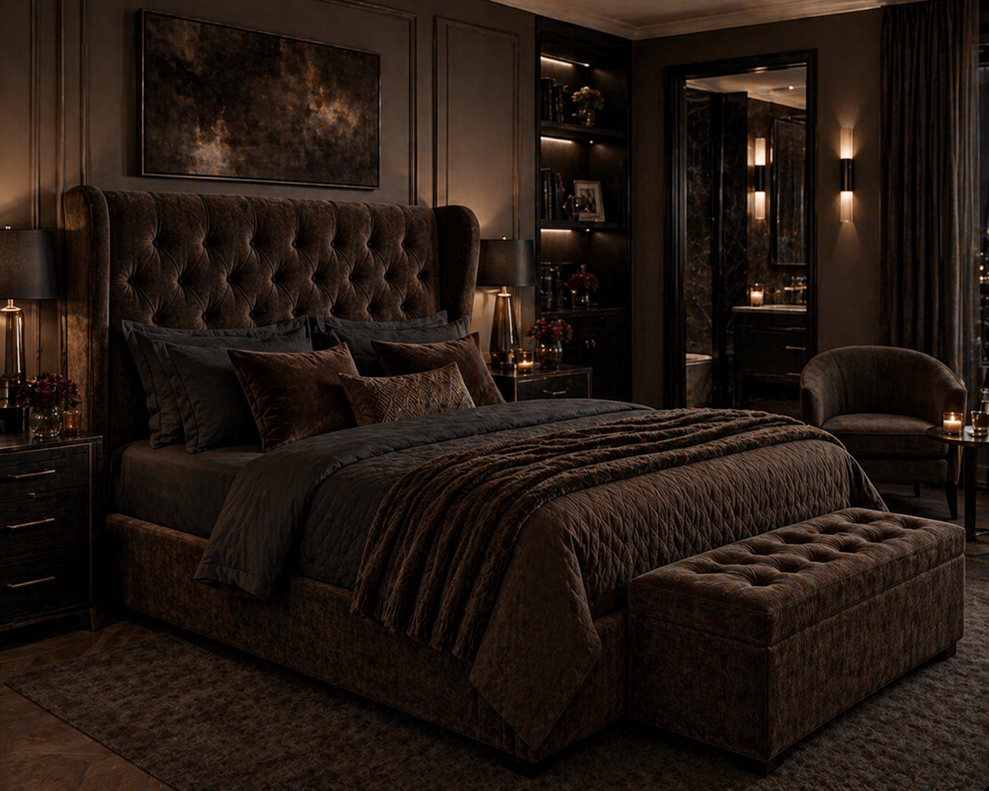 The Hilton Bed Soft Matte Charcoal
