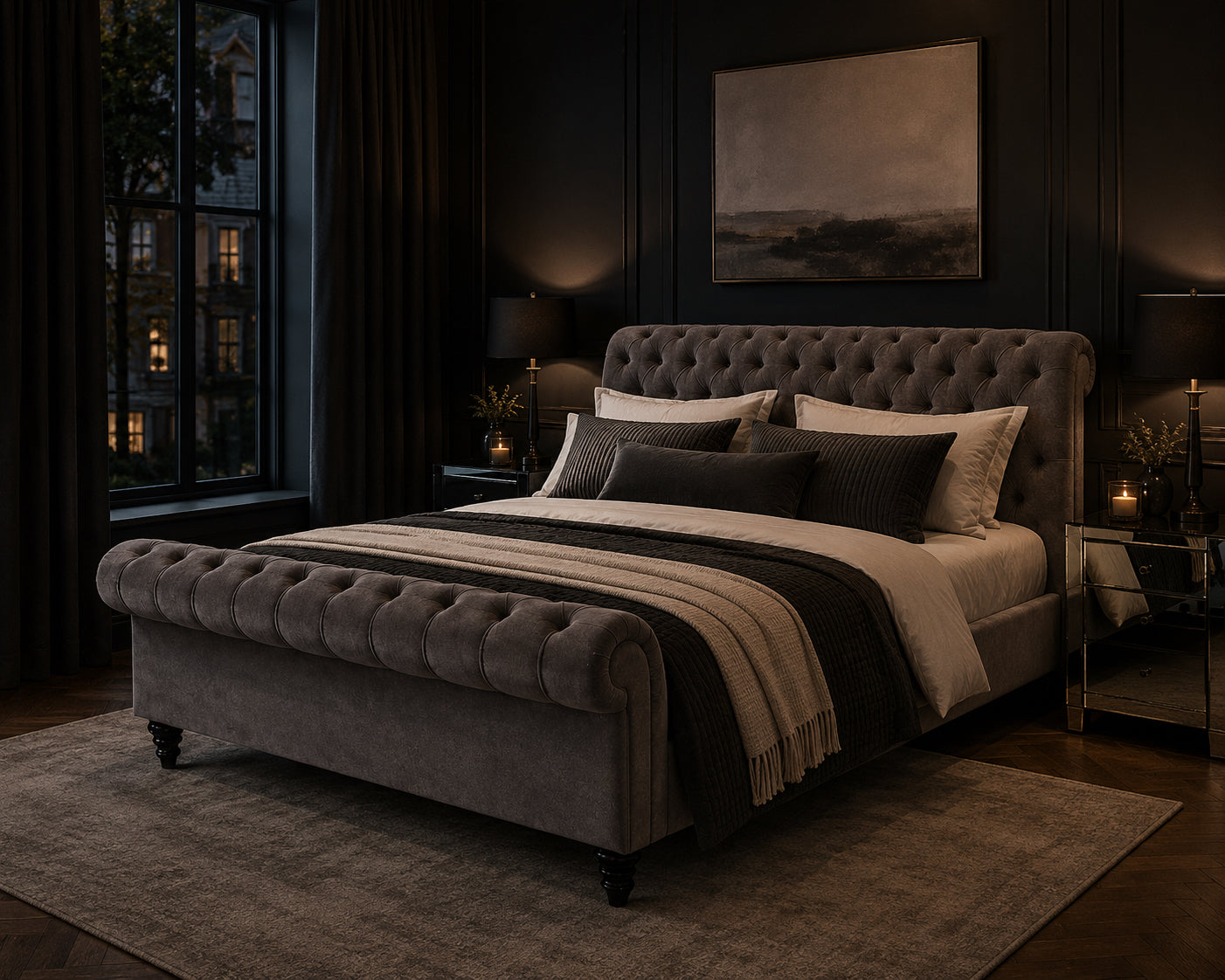 Chesterfield Sleigh Bed