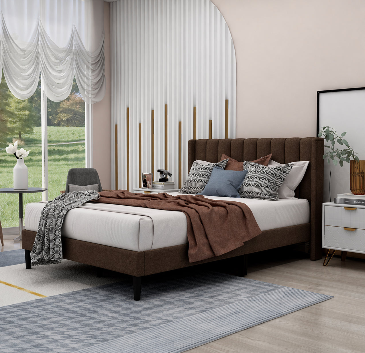 Josie Plush Platform Bed Soft Matte Charcoal
