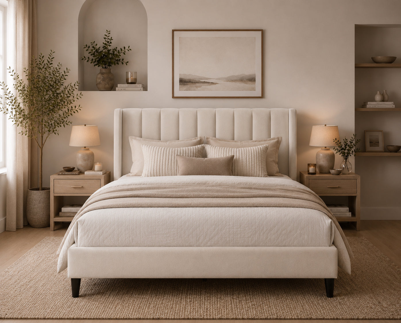 Josie Plush Platform Bed Soft Matte Charcoal