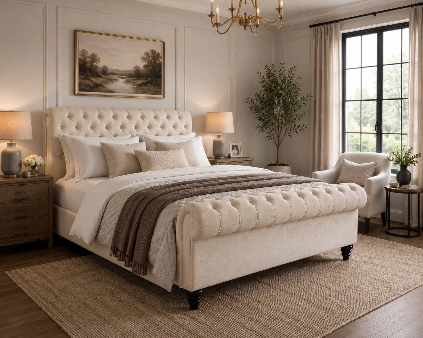 Chesterfield Sleigh Bed