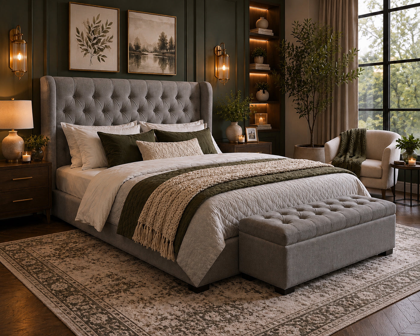 The Hilton Bed Soft Matte Charcoal