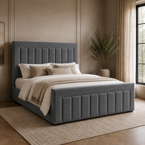 Amara bed in Soft Matte Slate – front hero view