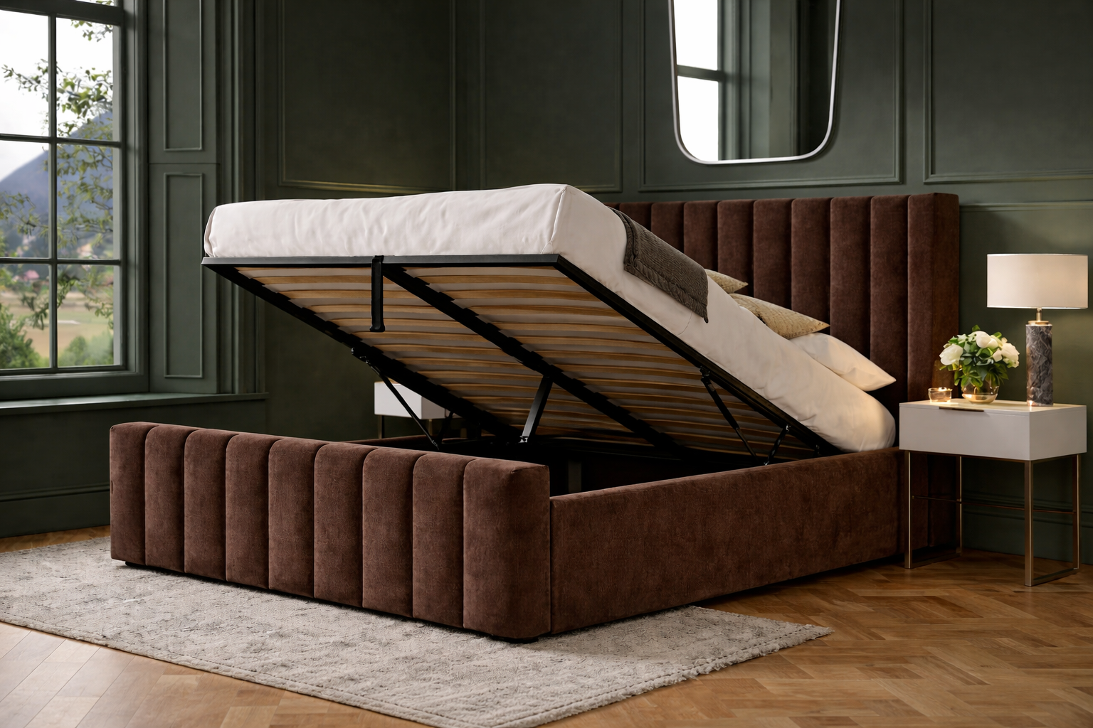 Harvey Wingback Ottoman Storage Bed