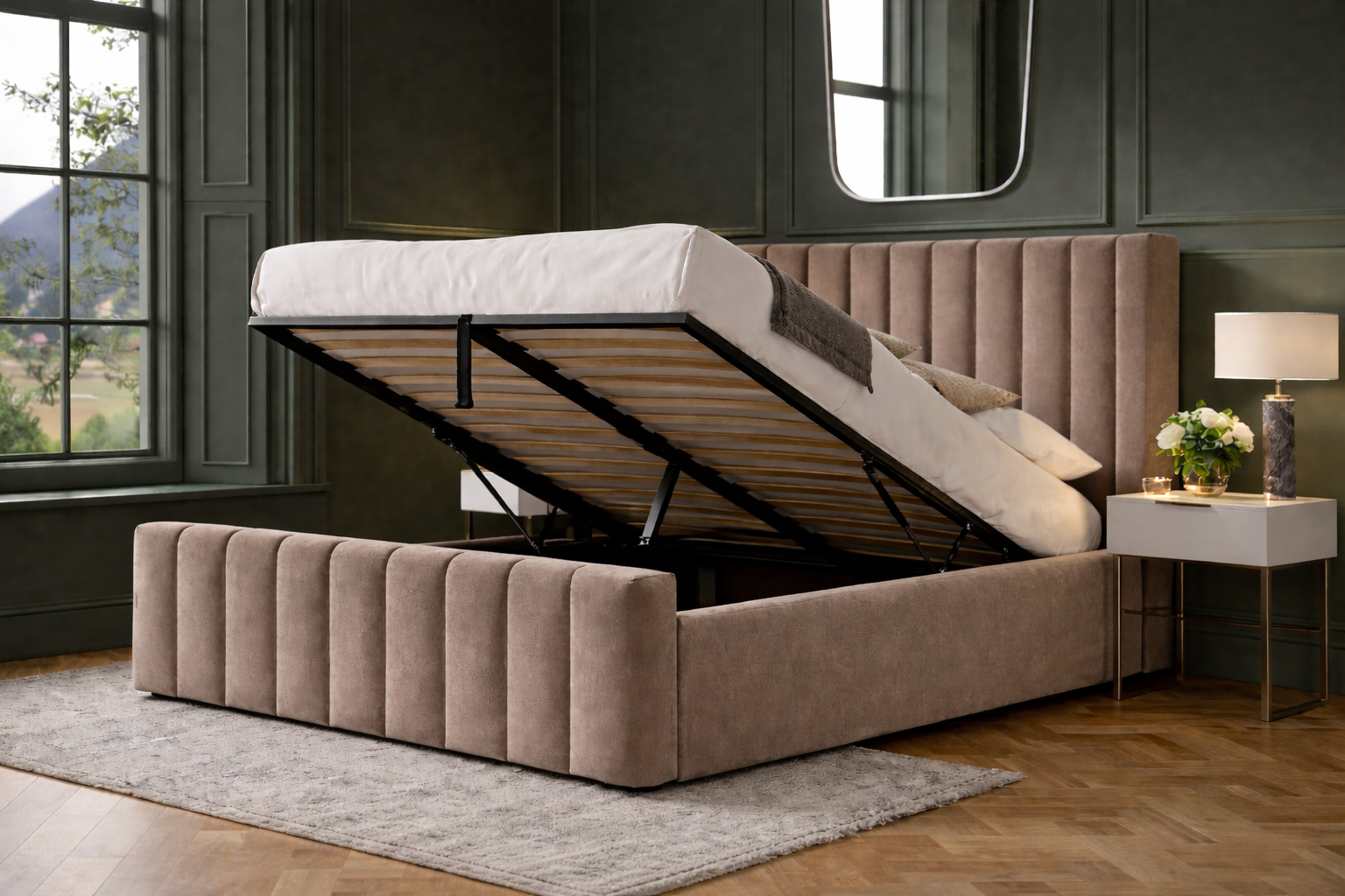 Harvey Wingback Ottoman Storage Bed