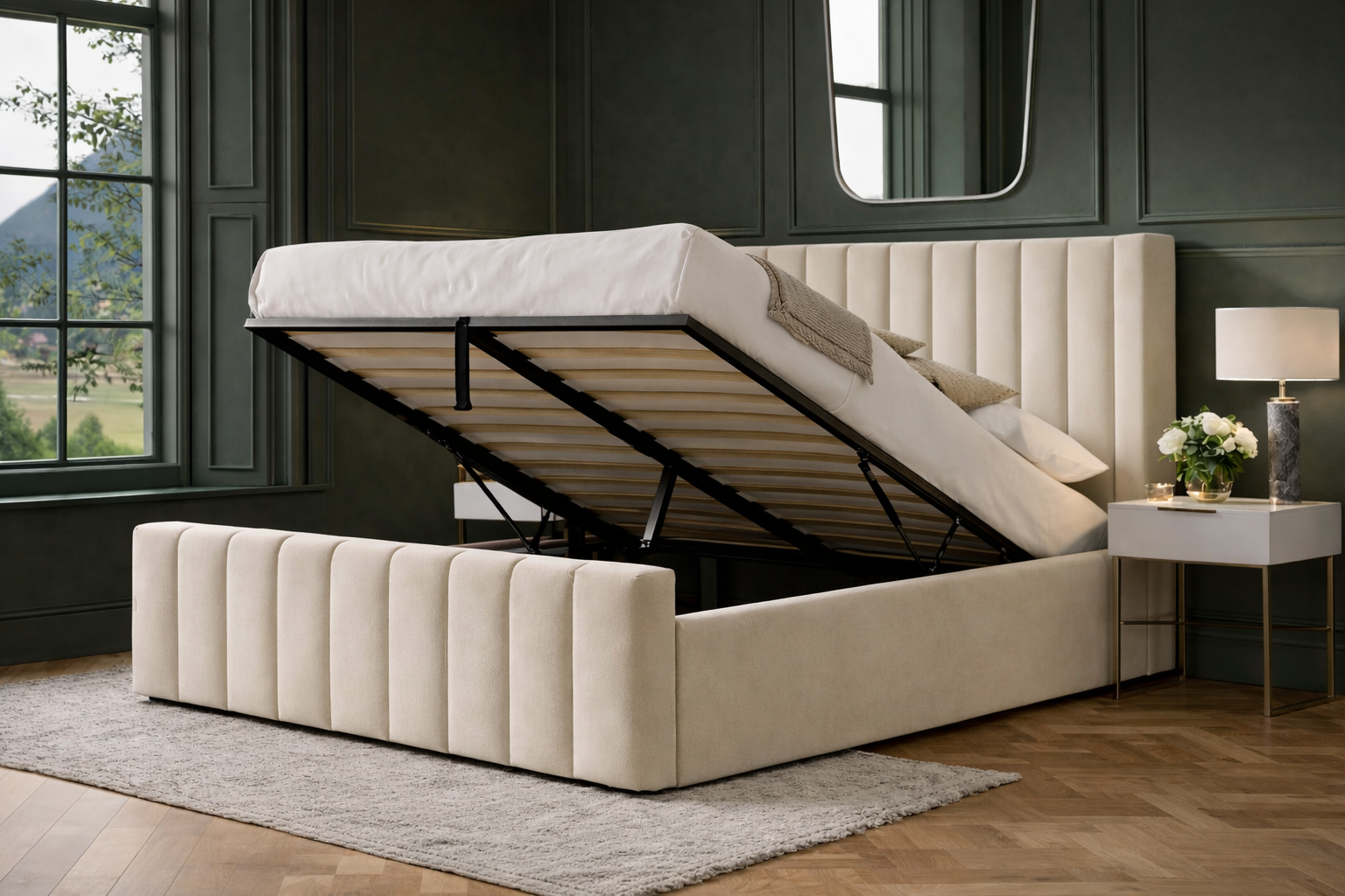 Harvey Wingback Ottoman Storage Bed