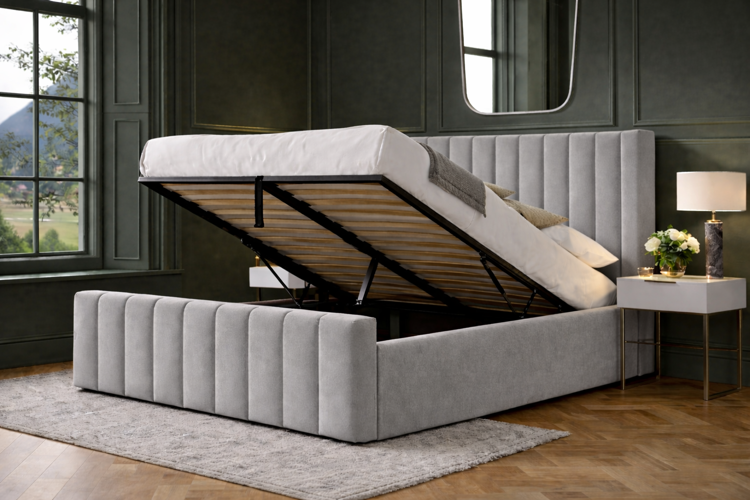 Harvey Wingback Ottoman Storage Bed