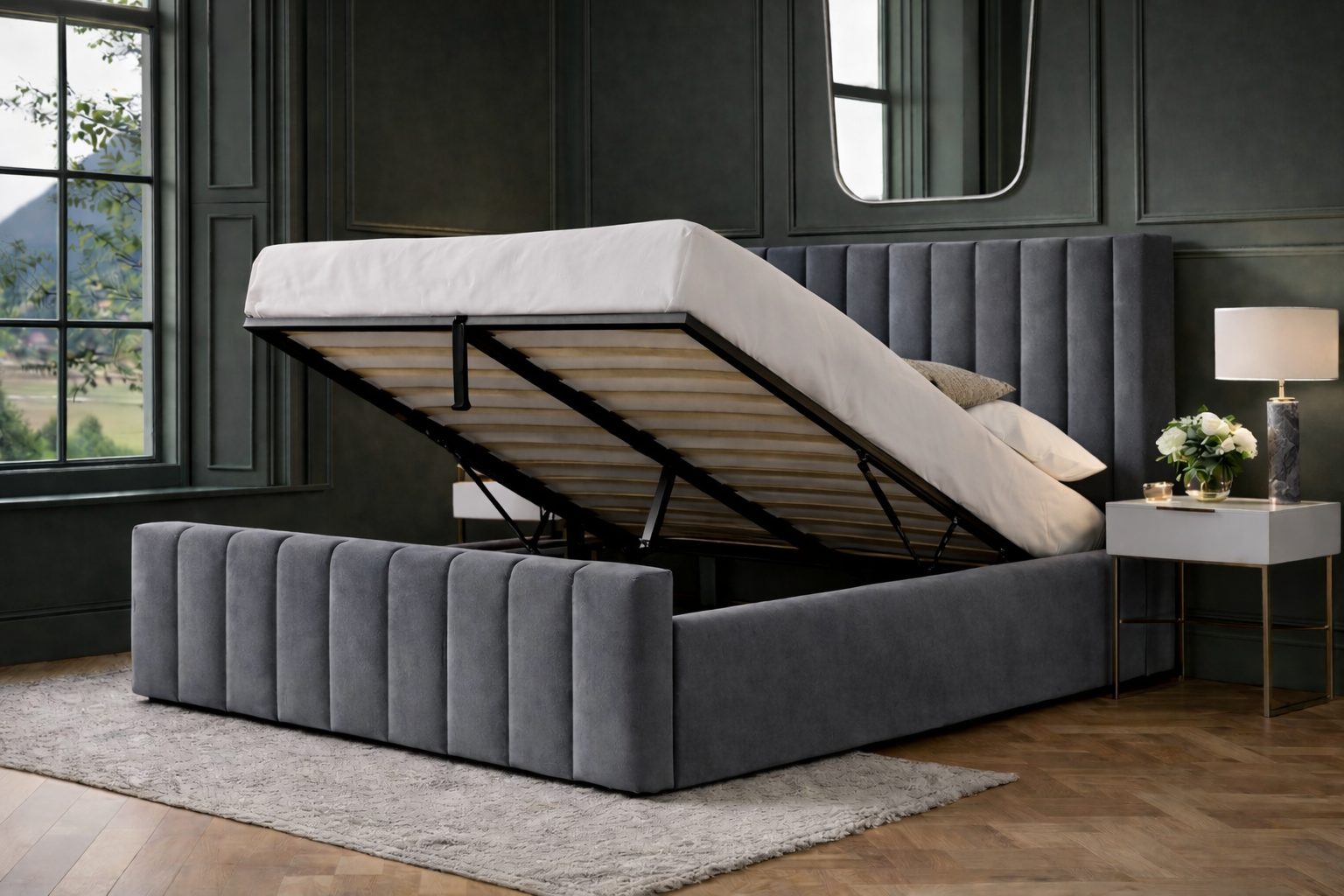 Harvey Wingback Ottoman Storage Bed